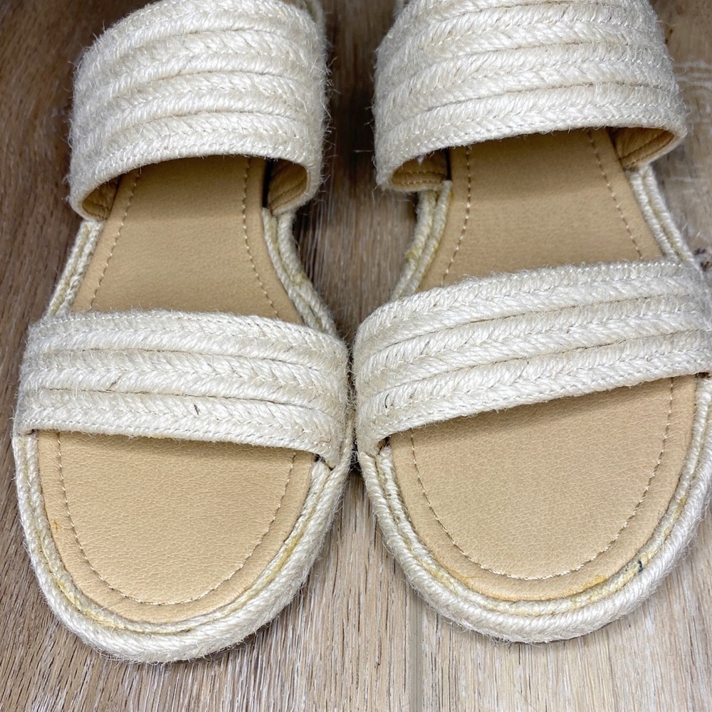 Lucky Brand Decime Woven Ivory White Slide Sandals Size 8.5 - Picture 5 of 10